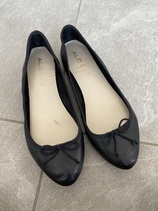 Women ALDO Heels Black Leather 38.5