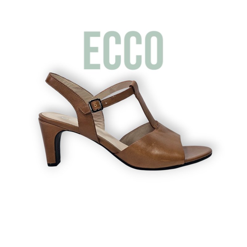 Women Ecco Heels Brown Leather 38