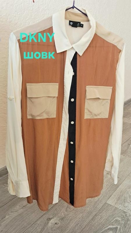 Damen DKNY Hemd Beige Seide 46