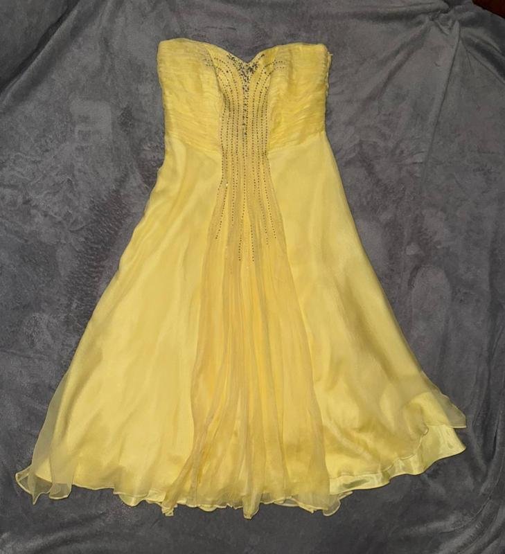 Femme Monsoon Robe Jaune Soie M