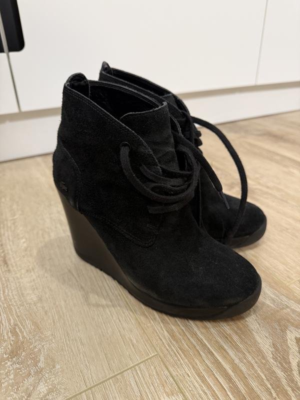 Damen Lacoste Stiefel Schwarz Leder 36