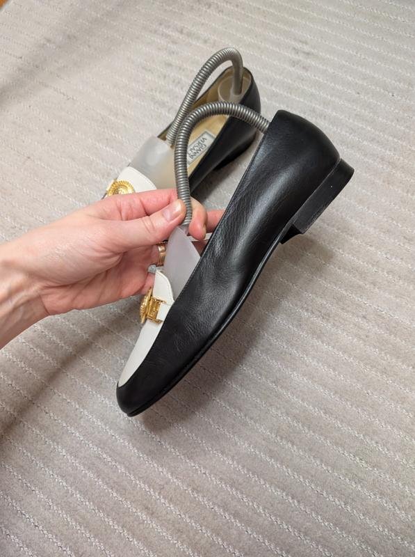 Women Versace Loafers Black Leather 37