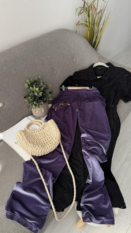 Women Versace Velour Pants Purple M
