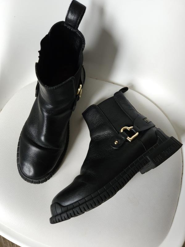 Damen Love Moschino Stiefel Schwarz Leder 39