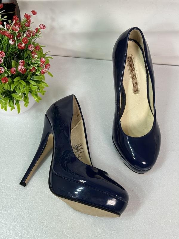 Women Buffalo Heels Navy Synthetic Leather 36