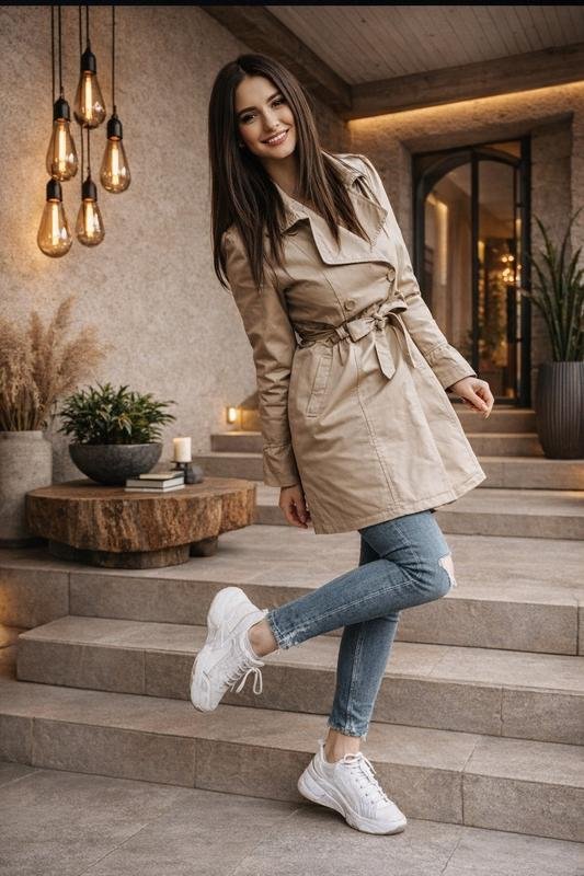 Женский Jessica (C&A) Тренч Плащ Бежевый Хлопок M
