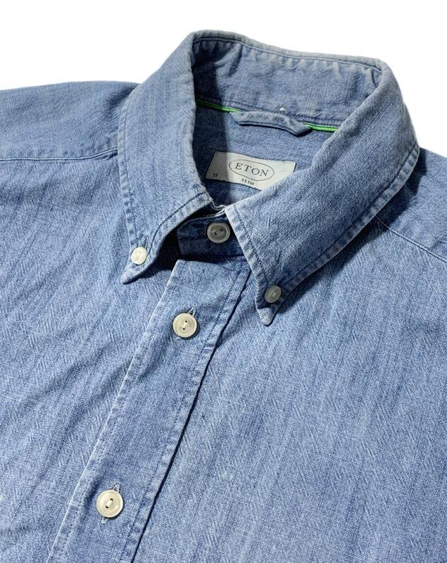 Мужской Eton Сорочка Тёмно-синий Хлопок M