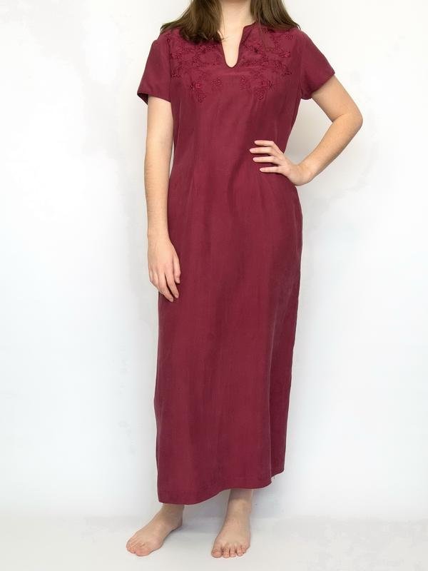 Femme Monsoon Robe Bourgogne Soie M