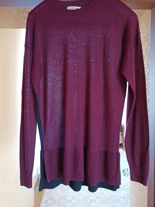 Damen Lacoste Pullover Burgunder Wolle 36
