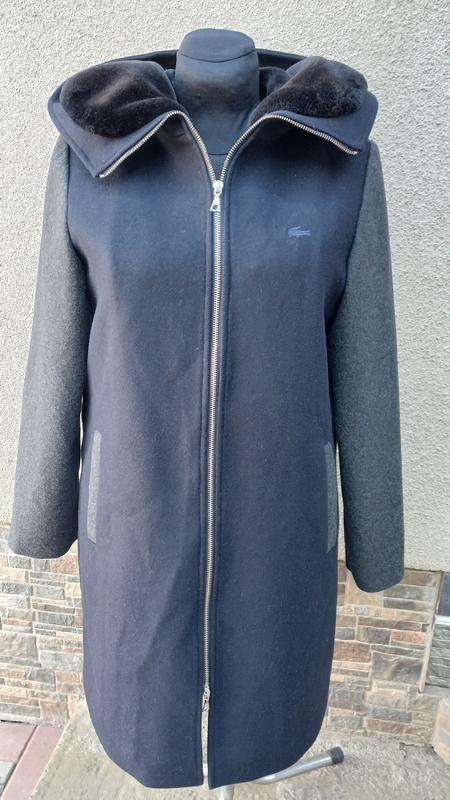 Damen Lacoste Mantel Grau Wolle 38