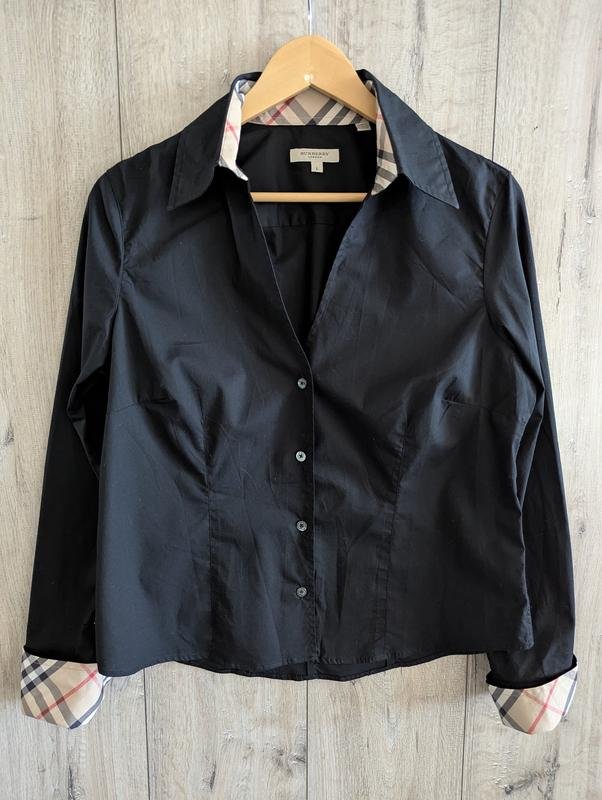 Damen Burberry Hemd Schwarz Baumwolle L