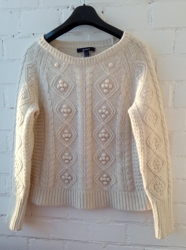 Женский Gant Свитер Цвета Слоновой Кости Шерсть S