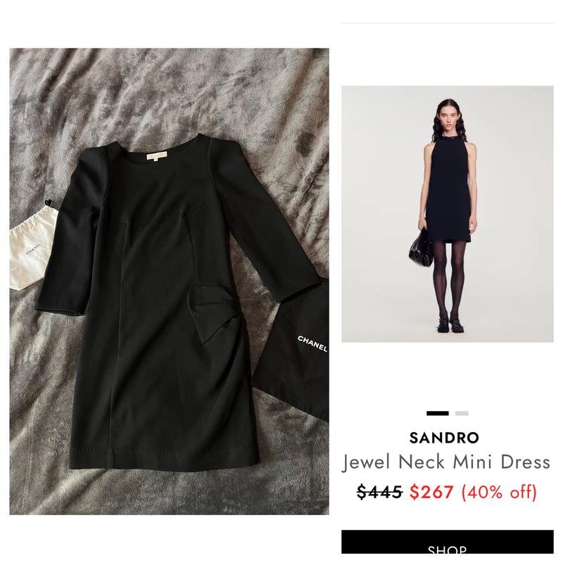 Женский Sandro Paris Платье Чёрный Вискоза ХS