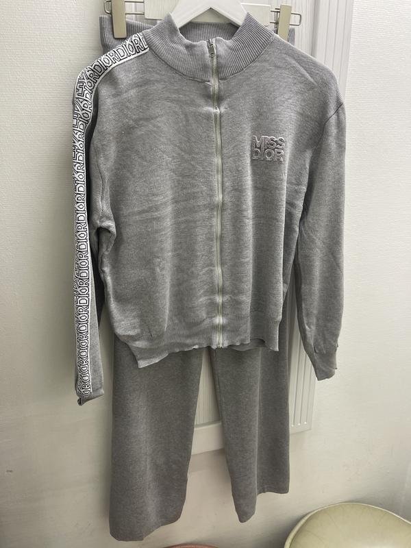 Women Christian Dior Suit Grey Knit 36