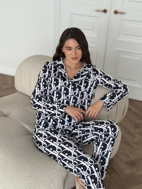 Women Christian Dior Pajama Black Satin XS