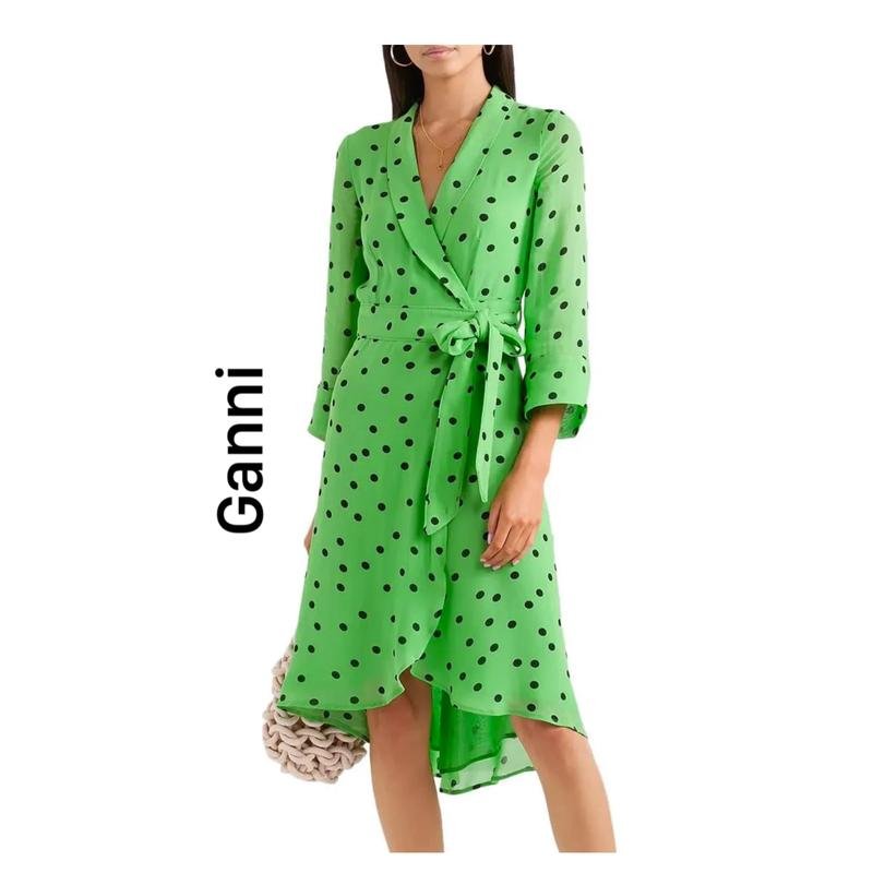 Women Ganni Dress Green Viscose 36