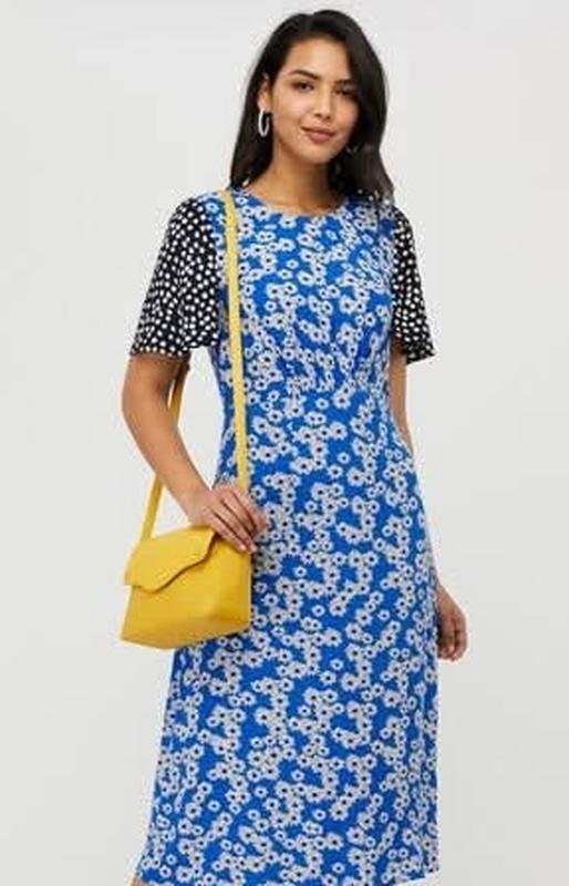 Femme Monsoon Robe Bleue Viscose S