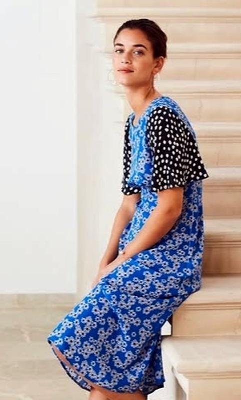 Femme Monsoon Robe Bleue Viscose S