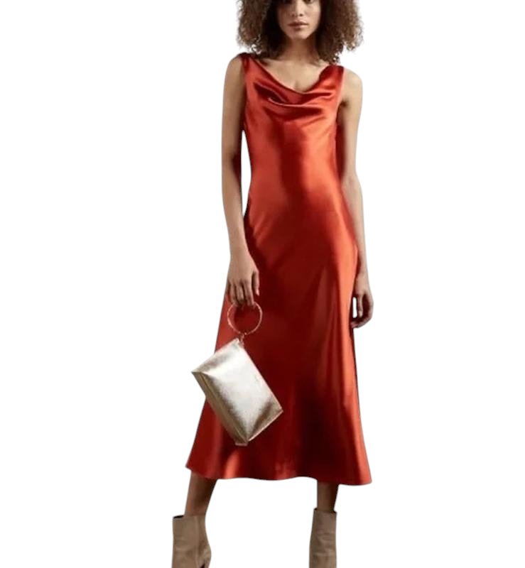 Women Ted Baker Dress Orange Satin M