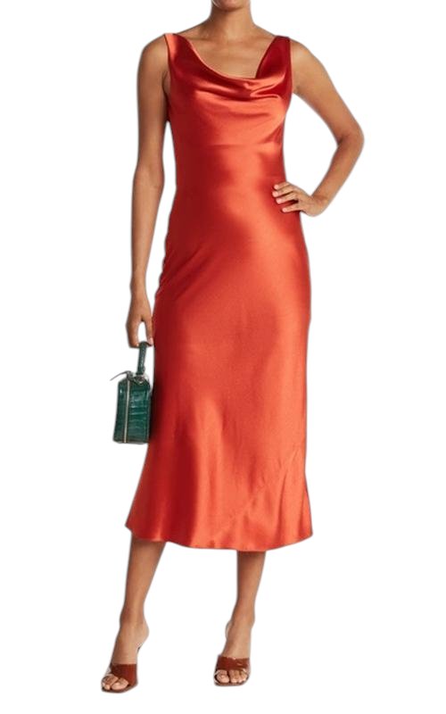 Women Ted Baker Dress Orange Satin M