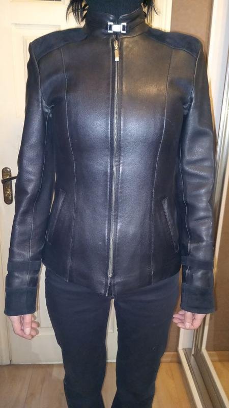 Femme Veste en Cuir Noire S