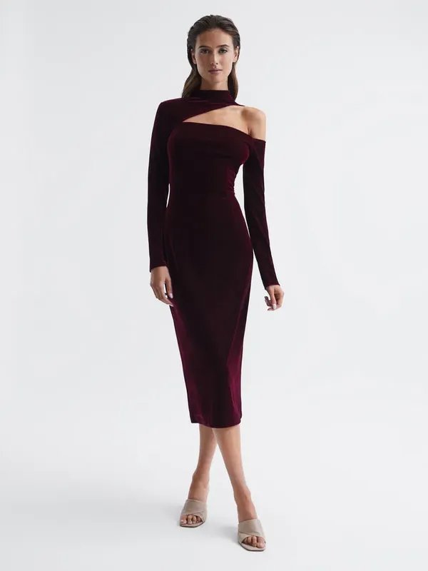 Donna Reiss Abito Borgogna Velluto 36