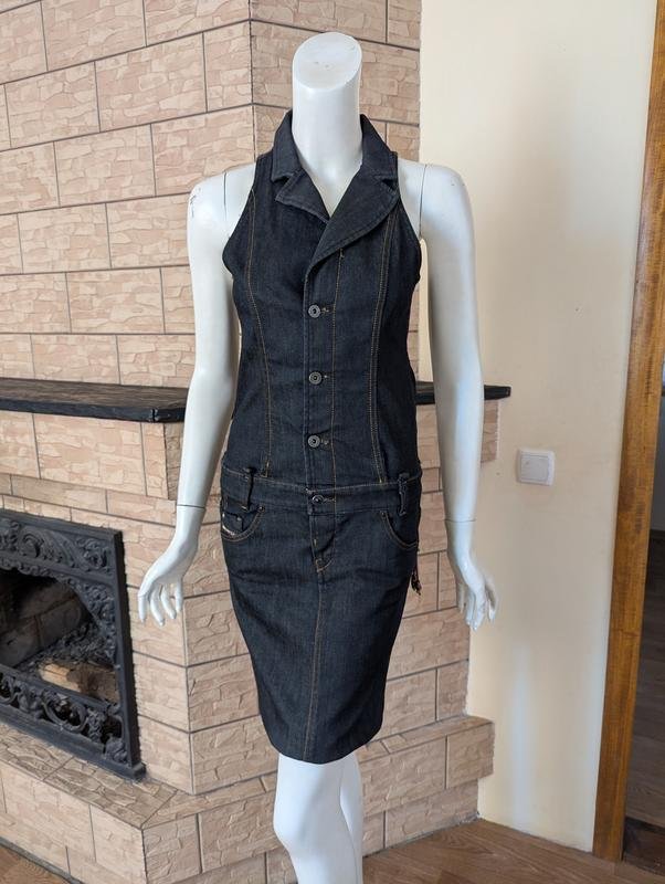 Damen Diesel Kleid Schwarz Baumwolle S