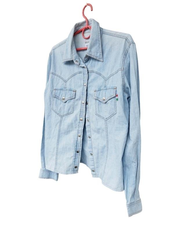 Женская Moschino Jeans Рубашка Голубая Джинс L