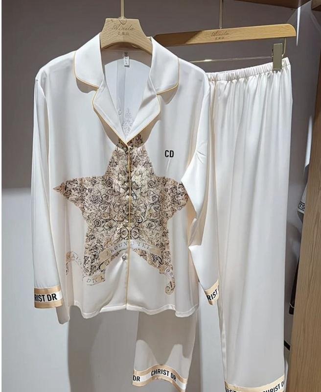 Women Christian Dior Pajama White Silk XS