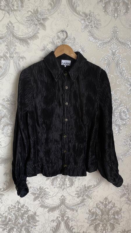 Women Ganni Shirt Black Satin M