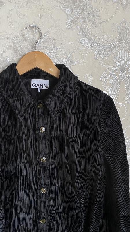Women Ganni Shirt Black Satin M