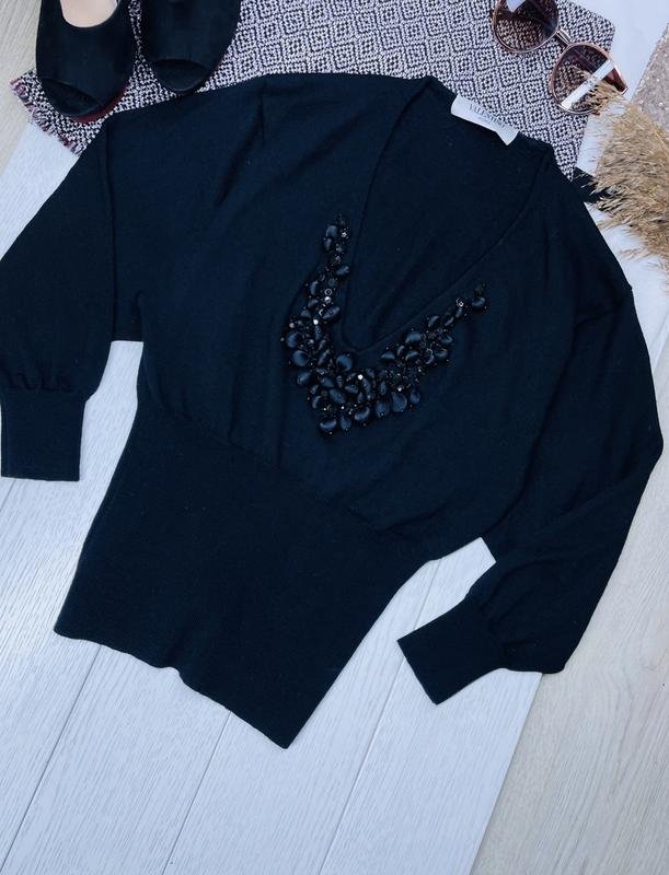 Женский Valentino Джемпер Чёрный Шерсть ХS