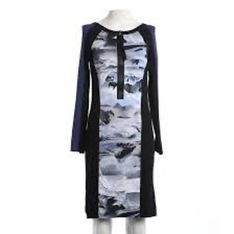Femme Marc Cain Robe Bleu Marine Coton 40