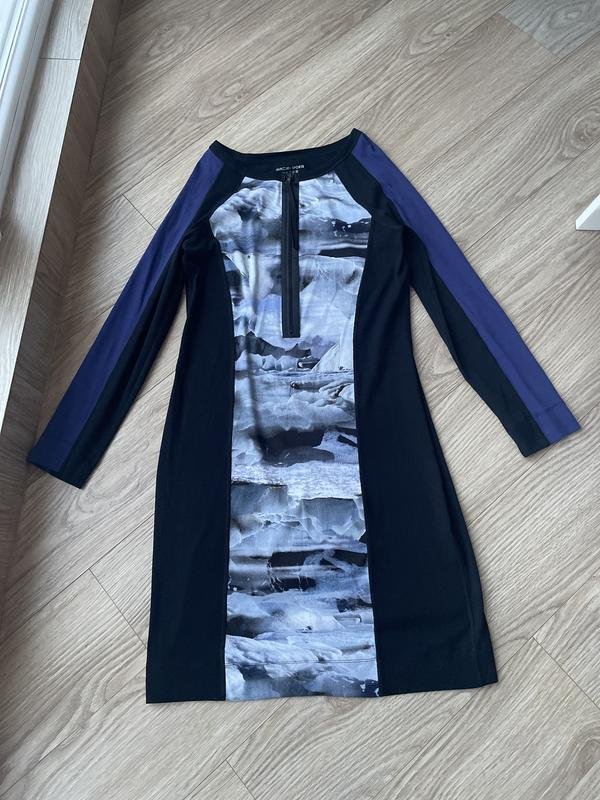 Femme Marc Cain Robe Bleu Marine Coton 40