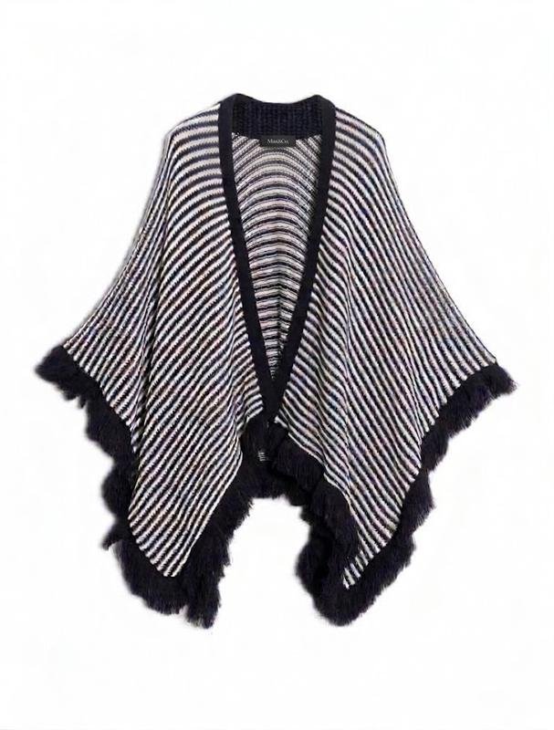 Donna Max Mara Poncho Bianco Acrilico S