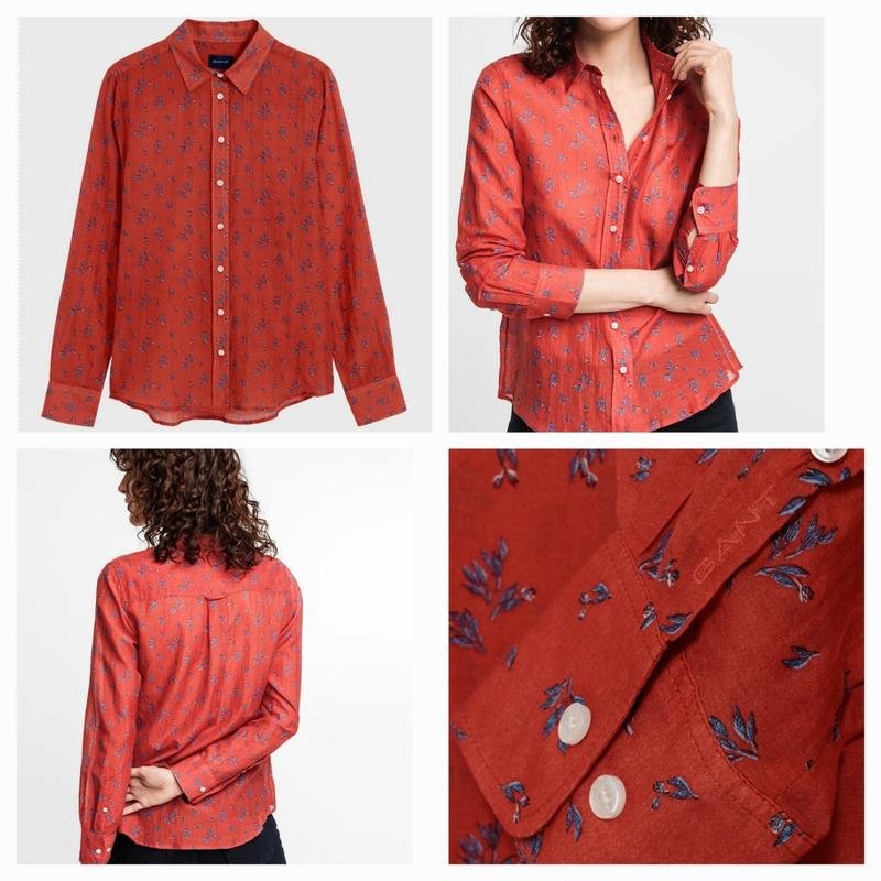 Damen Gant Hemd Orange Baumwolle Seide 42