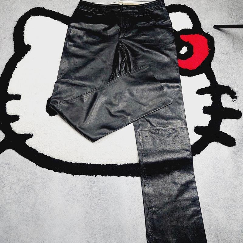 Женские Trussardi Брюки Чёрные Кожа 50