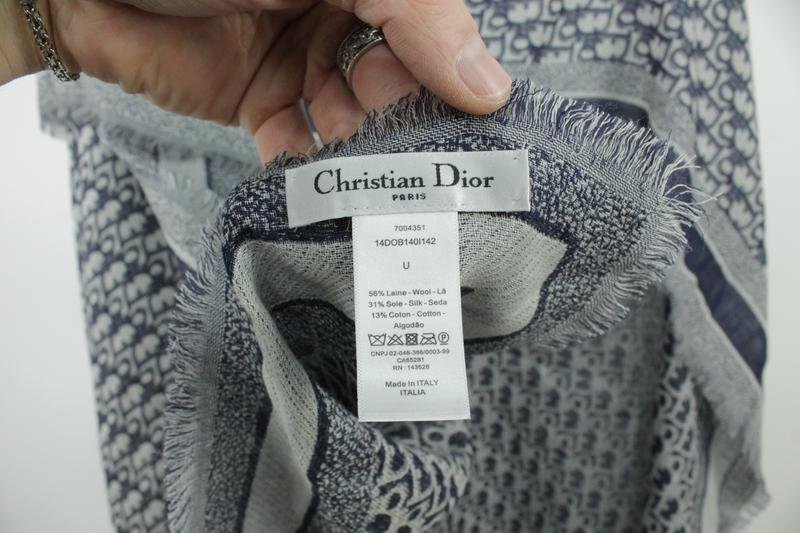 Donna Christian Dior Sciarpa Grigia Sete Lana