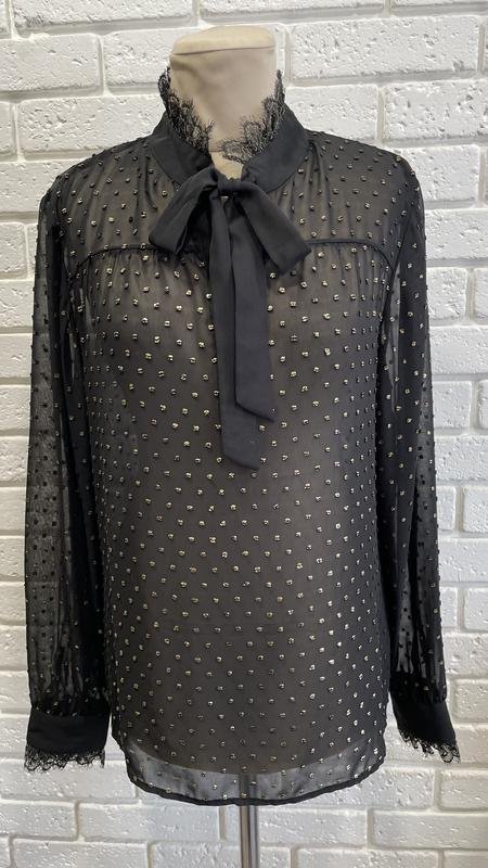 Women Ted Baker Shirt Black Gold Polka Dot M