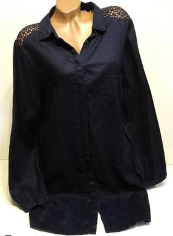 Женская Monsoon Рубашка Тёмно-синий Лен M-L