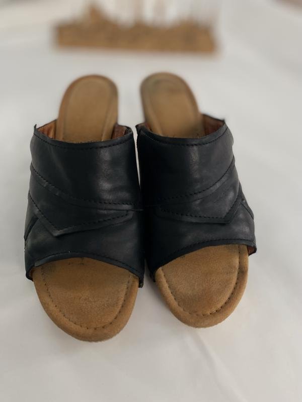 Women Gabor Sabots Black Leather 40