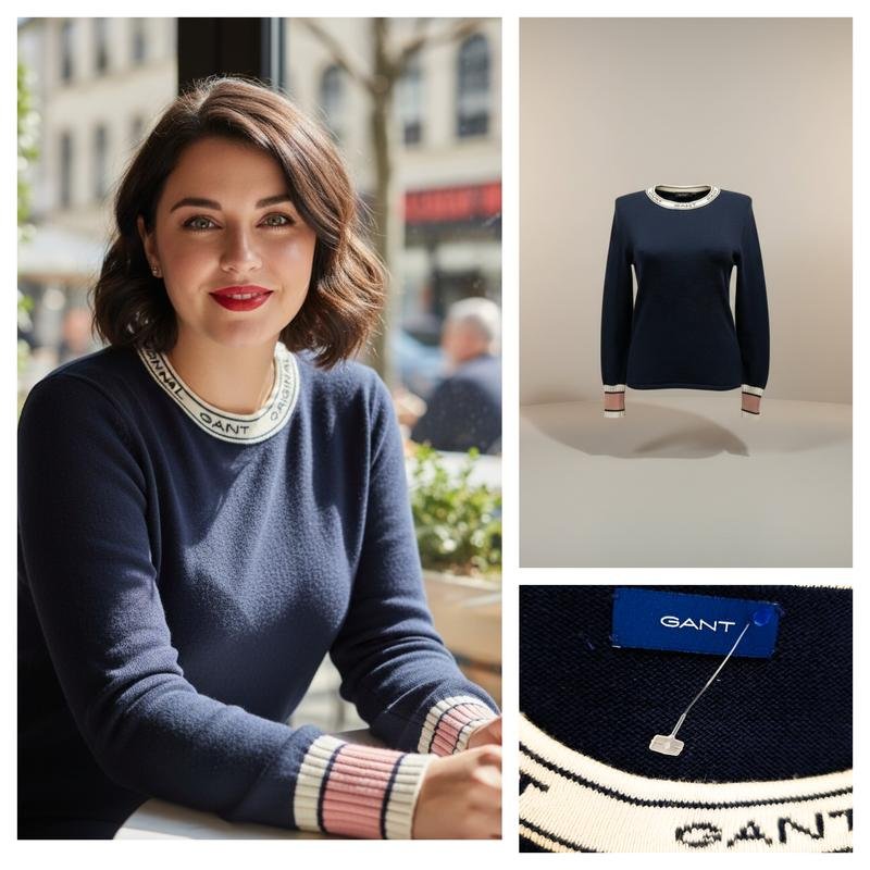 Damen Gant Pullover Marineblau Baumwolle S