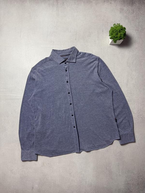 Men Corneliani Shirt Navy Cotton 46