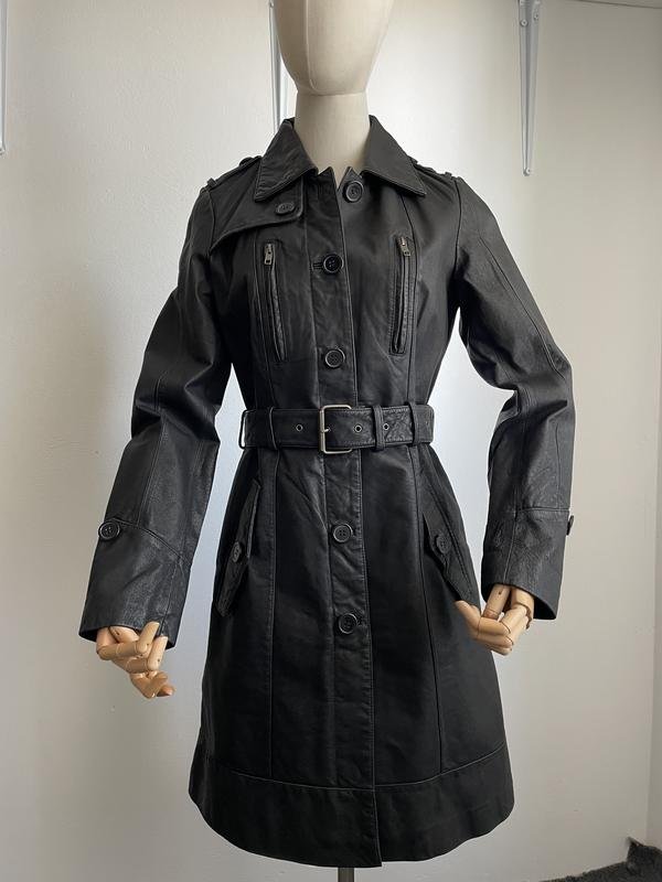 Women Pepe Jeans Trench Coat Black Leather S