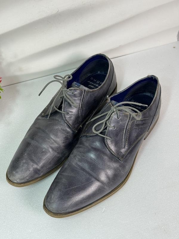 Мужской Bugatti Туфли Синий Кожа 45