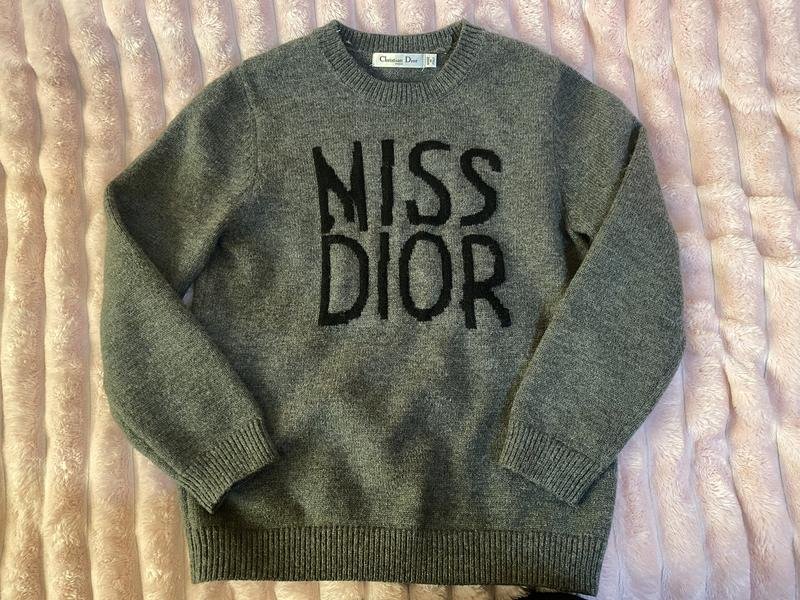 Women Christian Dior Sweater Grey Wool S