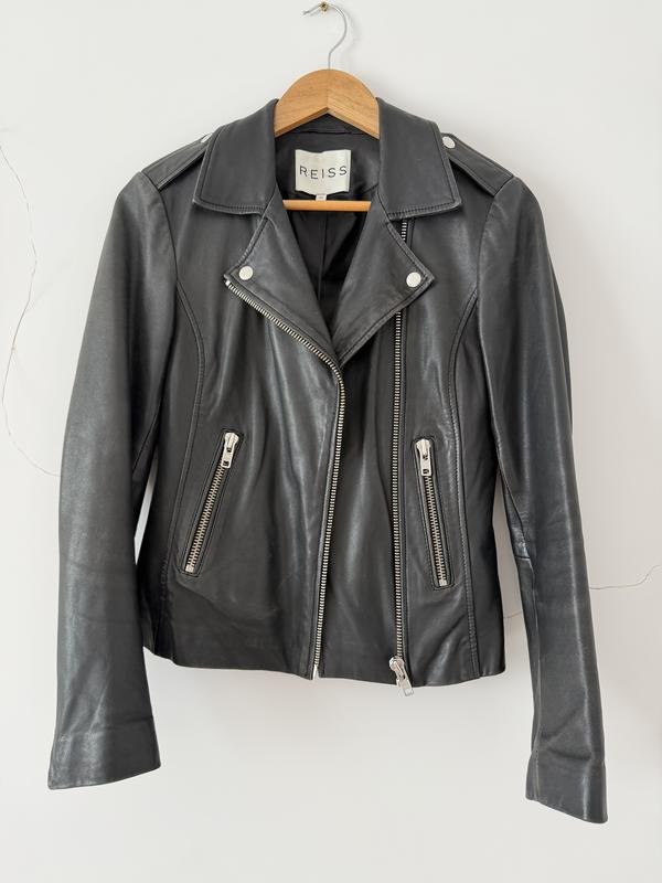 Damen Reiss Jacke Schwarz Leder XS