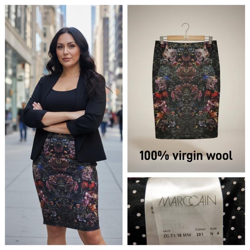 Women Marc Cain Skirt Black Wool M