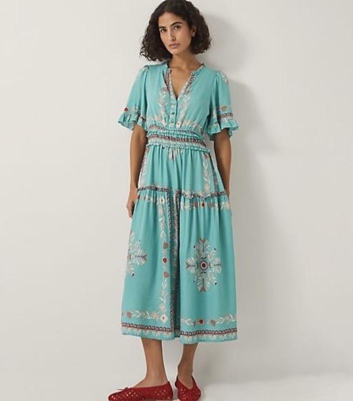 Women Monsoon Dress Turquoise Viscose S
