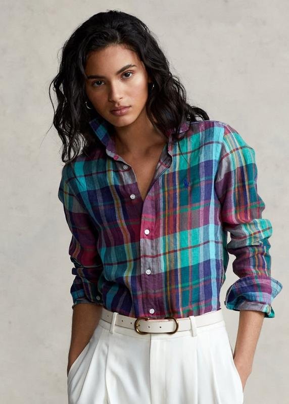 Femme Ralph Lauren Chemise Verte Coton L